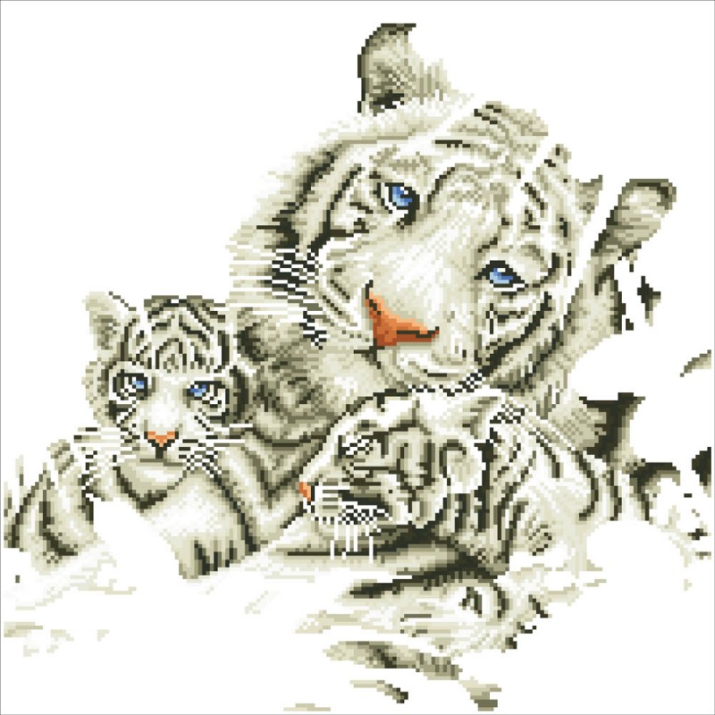 Diamond Dotz Diamond Painting Kit White Tiger & Cubs Design 