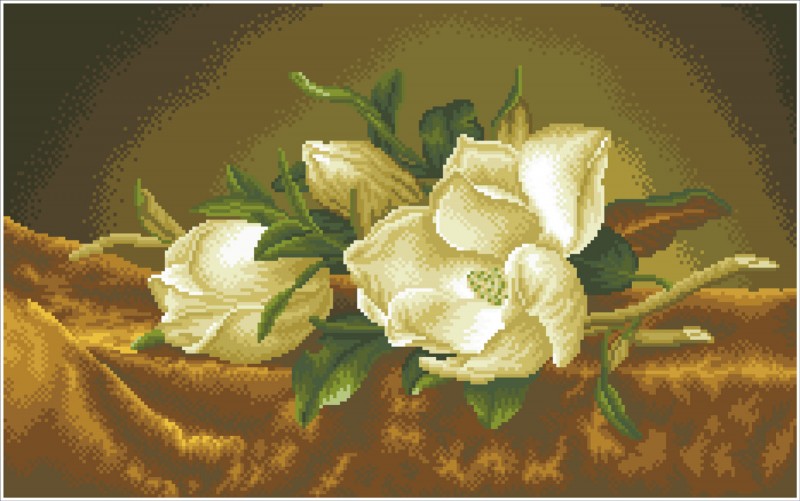 DD12.046 - Magnolias on gold velevt  (après Martin Johnson Heade)