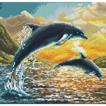Dolphin Sunset - Pre-Framed Kit