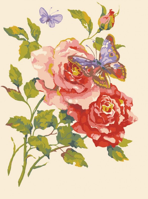 10469 - Pink Roses and Butterfly 10469 - Pink Roses and Butterfly