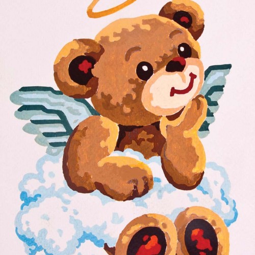 絵画。原画【A bear angel holds the moon】
