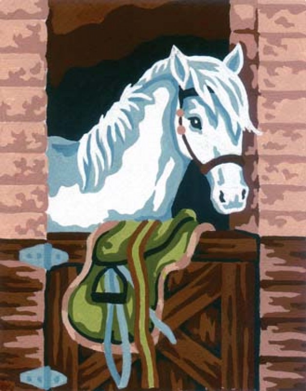 3165 - White Pony in Stable 3165 - White Pony in Stable