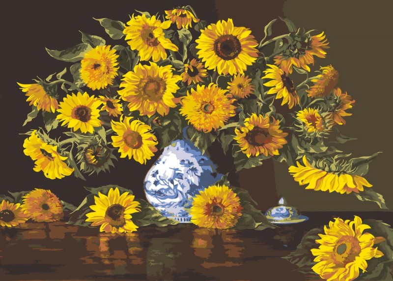 14284 - Sunflowers in a Blue Vase 14284 - Sunflowers in a Blue Vase