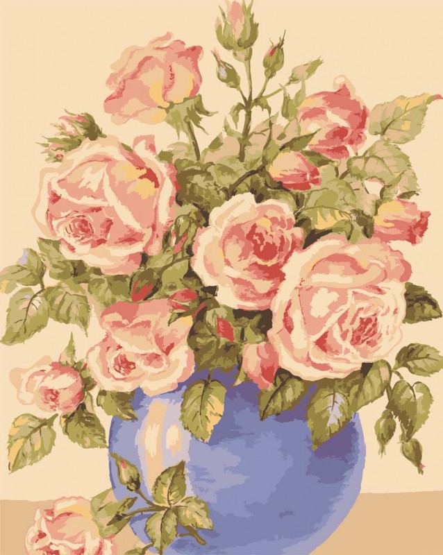 11854 - Roses in a Blue Vase